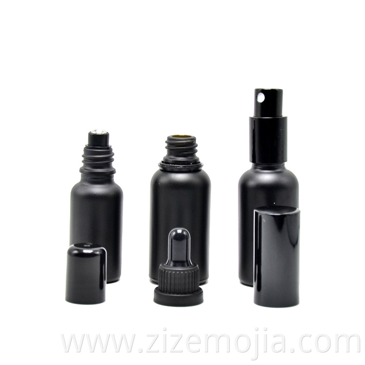 OEM 30ml matte black essential oil bottle with dropper 10ml glass good price